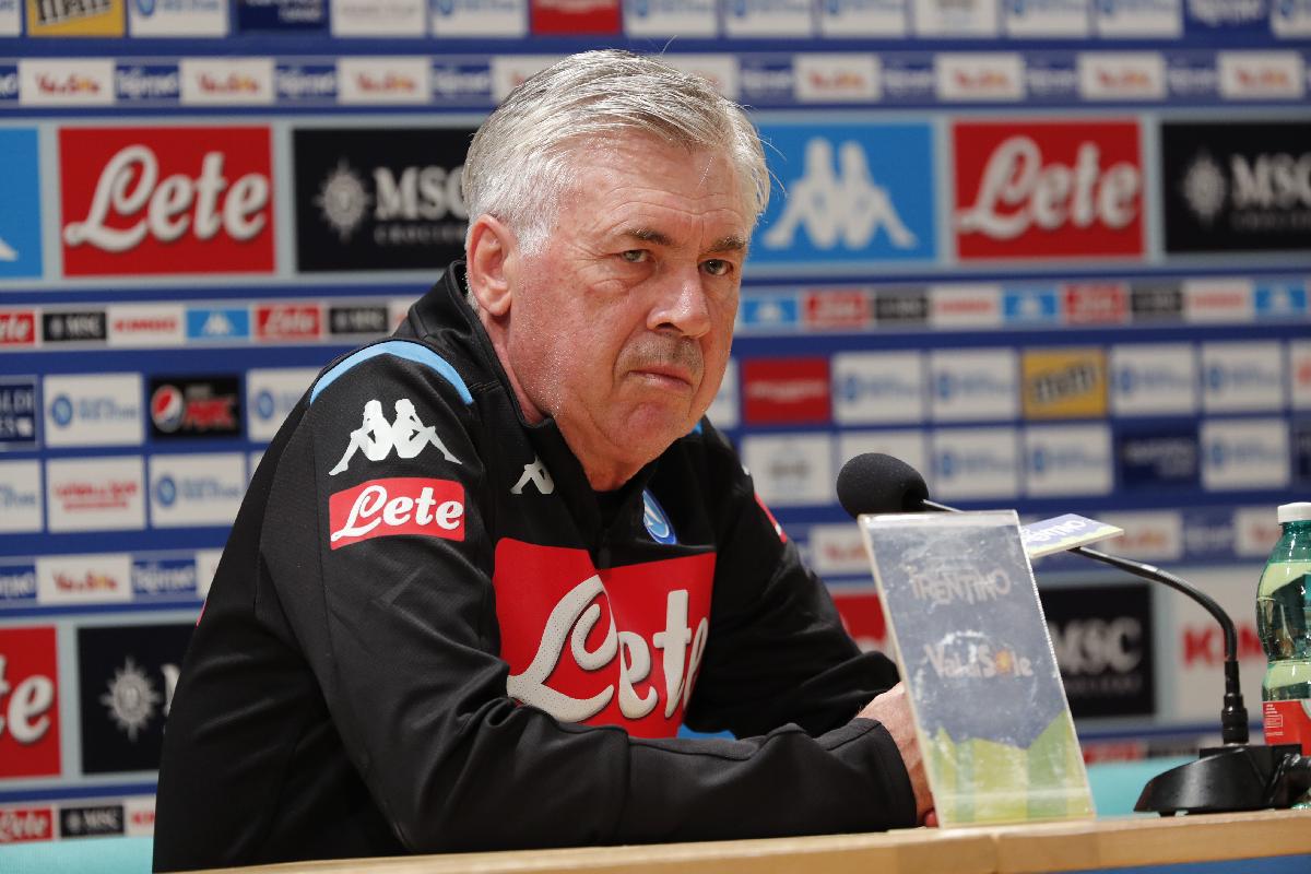 Carlo Ancelotti in conferenza stampa, foto Ciro De Luca