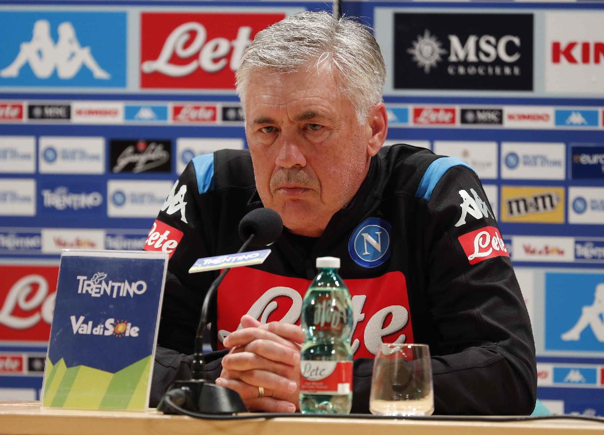 Carlo Ancelotti in conferenza stampa, foto Ciro De Luca