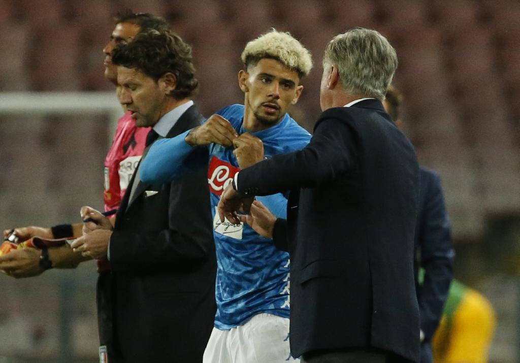 Kevin Malcuit e Carlo Ancelotti